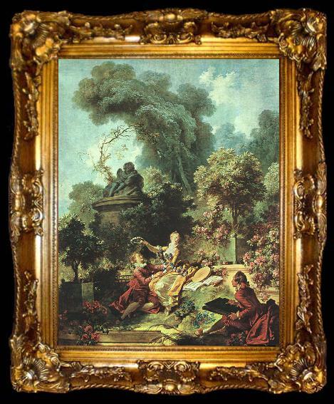 framed  Jean-Honore Fragonard The Lover Crowned, ta009-2